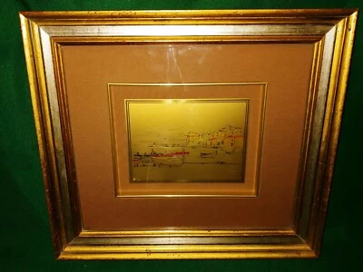 ALDO RISO dipinto lamina ORO 24K PROVA D'AUTORE CON CERTIFICATO DI GARANZIA - Immagine 1 di 4