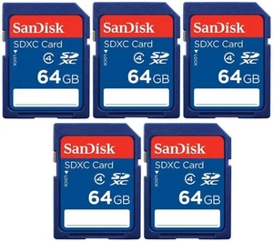 SanDisk 64GB SD SDXC Class 4 Flash Memory Camera Card SDSDB-064G-B35 (5 Pack) - Picture 1 of 3
