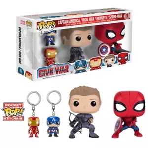 FIGURA DE VINILO FUNKO POP GUERRA CIVIL PAQUETE DE 4 IRON MAN HAWKEYE SPIDER-MAN NUEVO TY3128 - Imagen 1 de 1