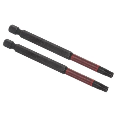 2pcs T30 Magnetic Torx Screwdriver Bit 100mm Long 6 Point Tamper Proof Black - Image 1 of 4