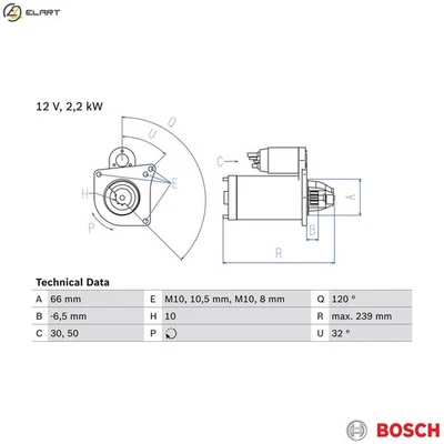 STARTER 0 986 020 141 FOR RENAULT MASTER/II/Van/Platform/Chassis/Bus LAGUNA 2.2L - Image 1 of 4