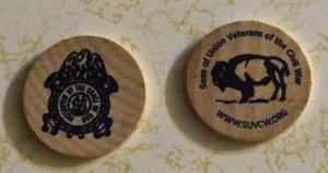 PAAR HOLZNICKEL "Söhne der Union Veteranen des Bürgerkriegs", (1,50" Durchmesser) Neu - Bild 1 von 3