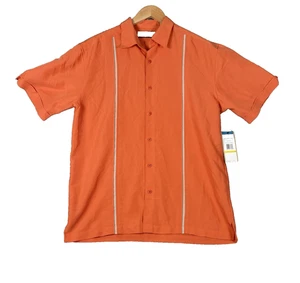 NWT HAVANERA Heritage Shirt Men's Size M Orange Short Sleeve Button Down - Picture 1 of 10