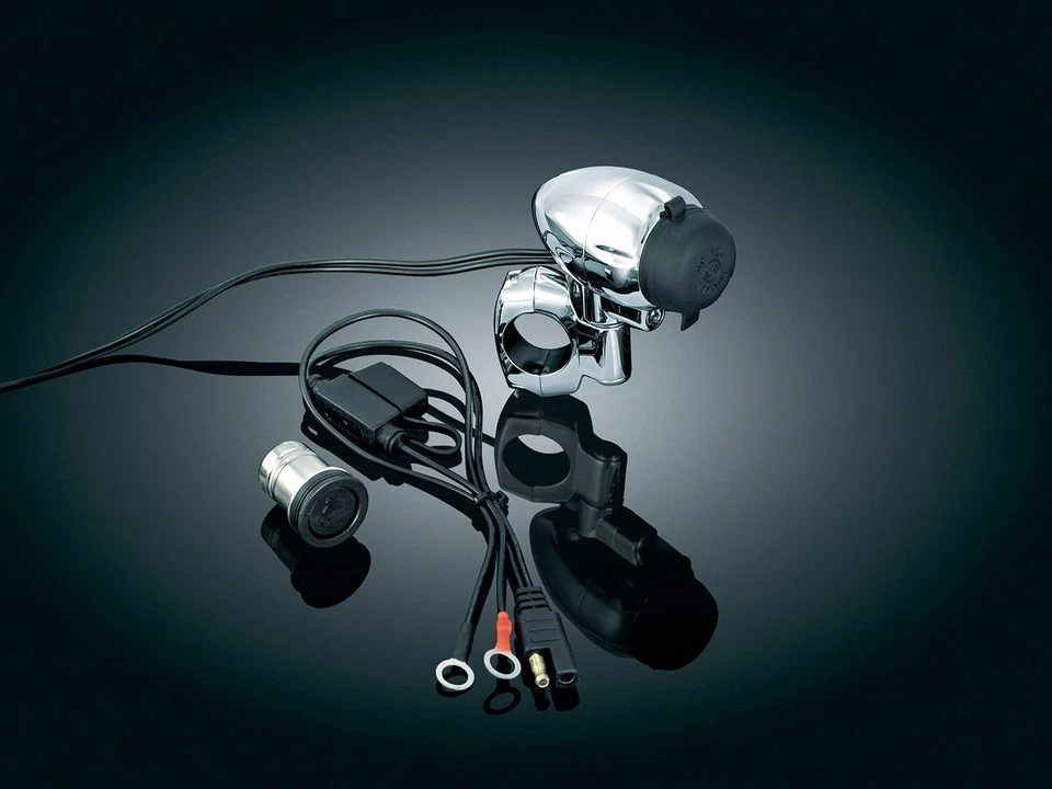 Punto de alimentación eléctrica Kuryakyn con montaje en barra de 1-1/4 pulgada cromado Foto 1 de 3