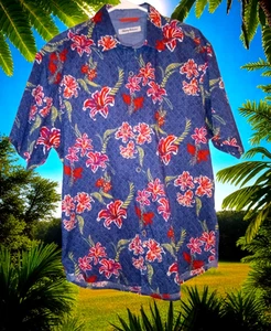 Tommy Bahama Herren Kurzarmhemd mit Blumenmuster Med. Krepp Baumwolle - Bild 1 von 5