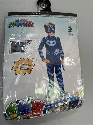 Macacão PJ Masks Catboy criança fantasia 3T-4T gato menino disfarce máscara cauda azul - Imagem 1 de 3