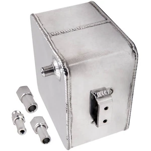 2.5L Silver Polished Universal Aluminum Coolant Radiator Overflow Water Tank+Cap - Picture 1 of 12