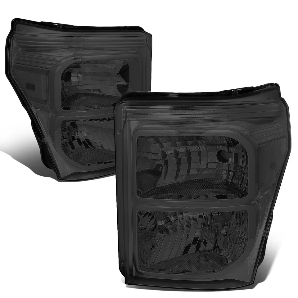 Fit 2011-2016 Ford Super Duty Pair Smoked Housing Clear Corner Headlight/Lamp - Image 1 of 4