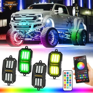 AUXBEAM 4 Pods RGB LED Rock Lights Dream Color Underglow 60W High Power ATV UTVs - Picture 1 of 12