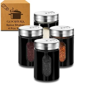 4-Piece Premium Stainless Steel Salt and Pepper Shakers Set – Adjustable Pour... - Picture 1 of 7