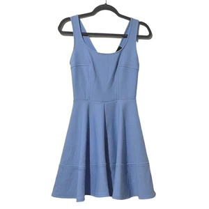 Lulus blau strukturiertes ärmelloses Fit & Flare Kleid mit Reißverschluss hinten Größe S  - Bild 1 von 7