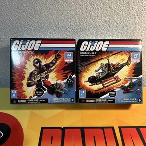 GI Joe & Cobra Construction Lot of 2 Sets-Hasbro NIB Speed Cycle, Cobra F.A.N.G. - Picture 1 of 3
