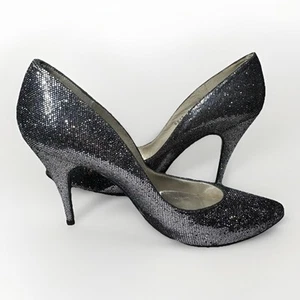 Stuart Weitzman Heels Pointed Toe Pumps Sparkle Glitter Bridal Glam Leather 8.5B - Picture 1 of 11