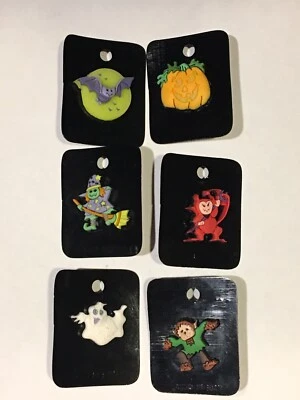LOT OF 6 NEW OLD STOCK HALLOWEEN RUBBER LASER CUT LAPEL PINS - Image 1 of 2