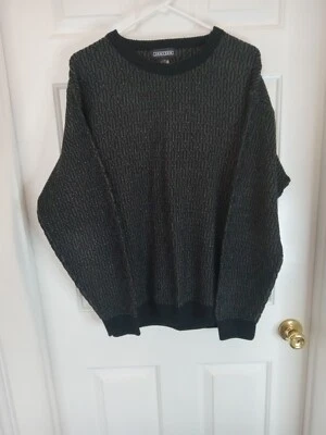 Suéter Jantzen Vintage Adulto Grande Negro Blanco Texturizado Abuelo Años 90  Foto 1 de 4