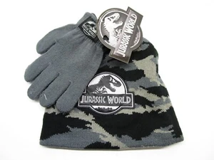 Juego de Sombrero y Guantes Camuflados Gris y Negro Jurassic World-NUEVO CON ETIQUETAS - Imagen 1 de 4
