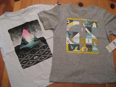 QUIKSILVER 2 мальчика размер 4 S/S футболки футболка серый и синий новый с Ярлыками - Изображение 1 из 4