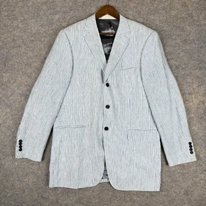 John W Nordstrom 100% Linen Sport Coat Ormezzano Blazer Jacket Mens 42L Striped - Picture 1 of 15