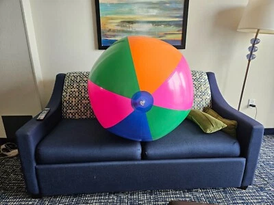 Inflatable Jumbo Strand Coral Beach Ball 48" New - Image 1 of 4