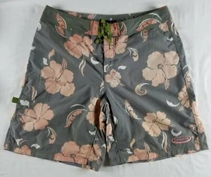 Patagonia Boardshorts Mens Size 35 Nylon Gray Pink Trunk Surf Floral Swimwear - Picture 1 of 12