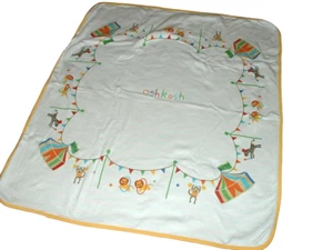 OshKosh B'Gosh Circus Baby Blanket Yellow White Animals Infant Striped RARE - Picture 1 of 6