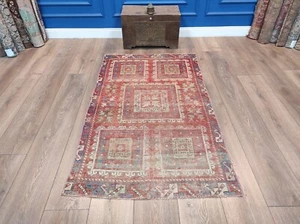 Red Oriental Rug, Antique Rug, Bohemian Rug, Living Room Rug, 3.4 x 5.6 ft - Picture 1 of 10