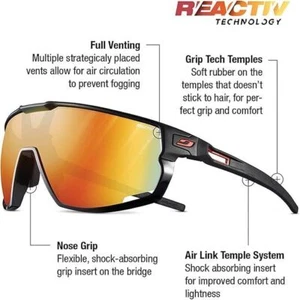 JULBO Rush Herren-Sonnenbrille – Sportlich-elegantes Design in Schwarz/Rot, Größ - Bild 1 von 4