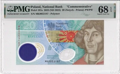 Poland 20 zlotych NICOLAUS COPERNICUS 2022 ND 2023 P #197a - UNC PMG 68 EPQ - Image 1 of 2