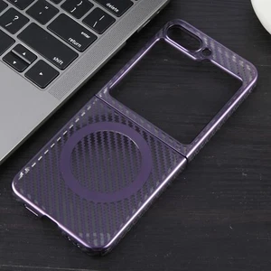 For Samsung Galaxy Z Flip6 6D Plated Carbon Fiber Clear Magsafe PC Phone Case - Photo 1 sur 2