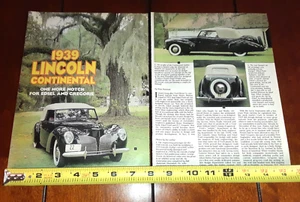1939 LINCOLN CONTINENTAL V-12 ARTICOLO ORIGINALE 2003 - Foto 1 di 3