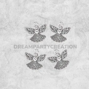 3/4" Small SILVER ANGEL HEART Design Metal Charms Choose Package Amount - Picture 1 of 1