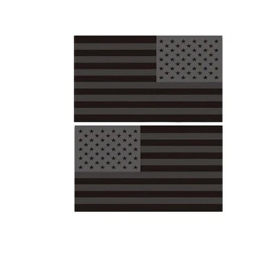 Reflective IR US AMERICAN FLAG REVERSE LEFT RIGHT SHOULDER HOOK 2 PATCHES GRAY-K - Image 1 of 4