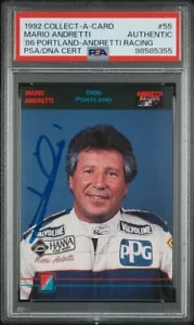 1992 COLLECT-A-CARD Mario Andretti 86'Portland-Andretti Racing AUTO PSA AUTH - Picture 1 of 2