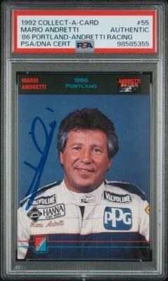 1992 COLLECT-A-CARD Mario Andretti 86'Portland-Andretti Racing AUTO PSA AUTH - Image 1 of 2
