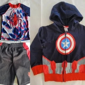 Lot of 3 Boys Small (size 6) Marvel Spider-man fit Captain America Hoodie Zipper - Picture 1 of 16