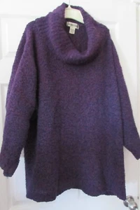 Jacque & KoKo size 26/28 purple bulky knit cowl neck sweater blouse shirt top - Picture 1 of 4