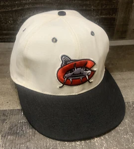 Vintage Pro-Line Carolina Mudcats Snapback Hat Cap MILB USA White Black Baitshop - Picture 1 of 7