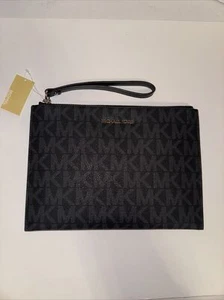 New MICHAEL KORS LARGE ZIP POUCH WRISTLET WALLET CLUTCH BAG PURSE Jet Set MKLogo - Picture 1 of 8