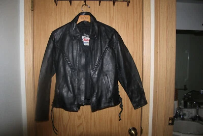 Vintage Route 66 Black Leather Motorcycle Jacket Women's Biker coat Size 8 - Image 1 of 4