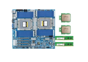 Gigabyte MZ73-LM0(rev. 2.0)+2x AMD EPYC 9754 SP5 ZEN4 CPU+64GB RAM+Tested OK - Afbeelding 1 van 10