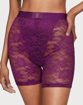 Victoria's Secret VS Monogram Rhinestone Patch Lace Boxer Brief Fuchsia Purple S - Image 1 of 4