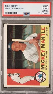 1960 Topps Mickey Mantle #350 PSA 2 (MC) Yankees