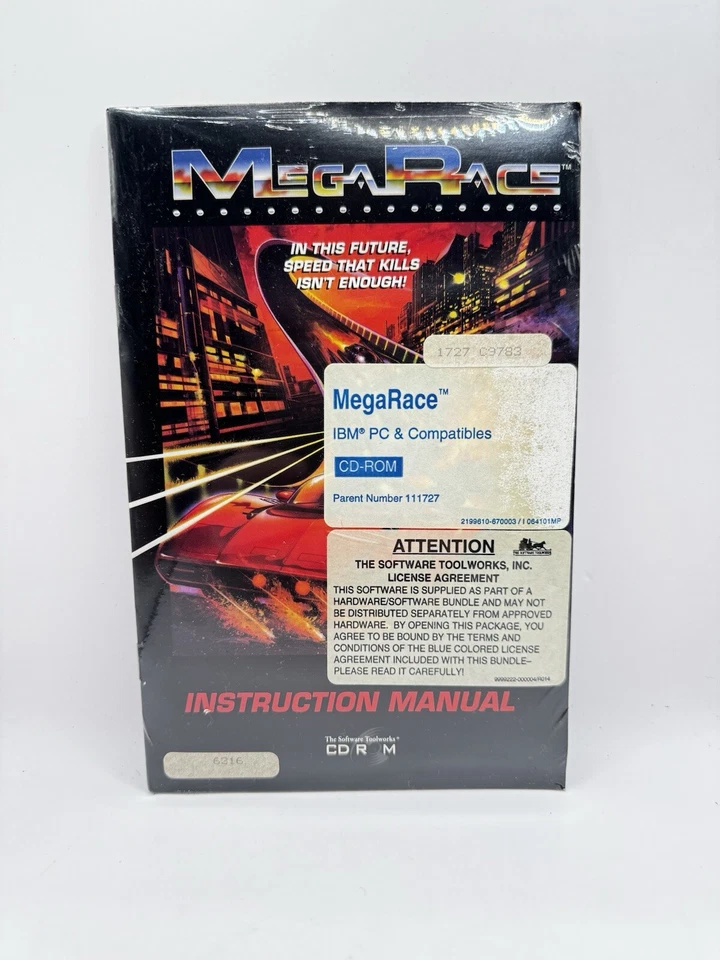 MEGARACE 1993 FACTORY SEALED DOS SOFTWARE BY MINDSCAPE REAL OLD SCHOOL SOFTWARE  - Image 1 of 2