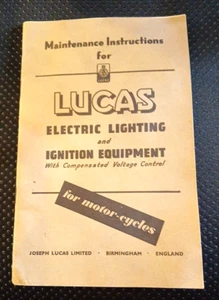 Motorcycles Instructions Lucas Electric Lighting Vintage Pamphlet Ephemera Book - Picture 1 of 9