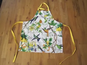 Hummingbird Yellow White Apron MICHEL EUC - Picture 1 of 6