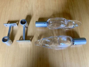 PAIR Of Artisan CLEAR GLASS POLE FINIALS And Brackets To Fit 19mm Pole - Picture 1 of 1