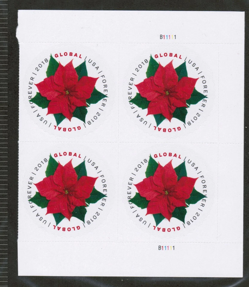 US USA Sc# 5311 MNH FVF PLATE # BLOCK Global Poinsettia Flower - Image 1 of 1