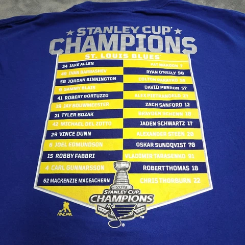 St Louis Blues 2019 Stanley Cup Champion Roster Shirt XLarge XL NHL Hockey Cover