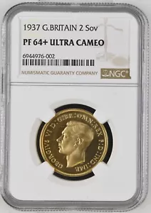 More details for 1937 proof two pounds, george vi, slabbed by ngc pf64+ ultra cameo