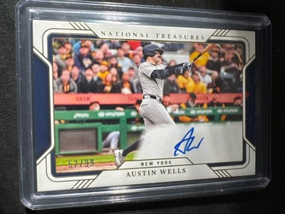 2025 Panini Baseball National Treasures Austin Wells Field Pass Auto /99 NP - Image 1 of 2